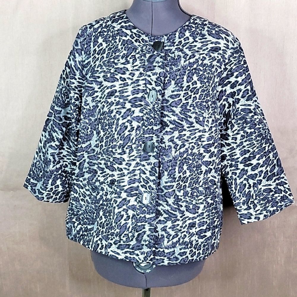 JOANNA Gray‎ Leopard Print Jacket Size Large